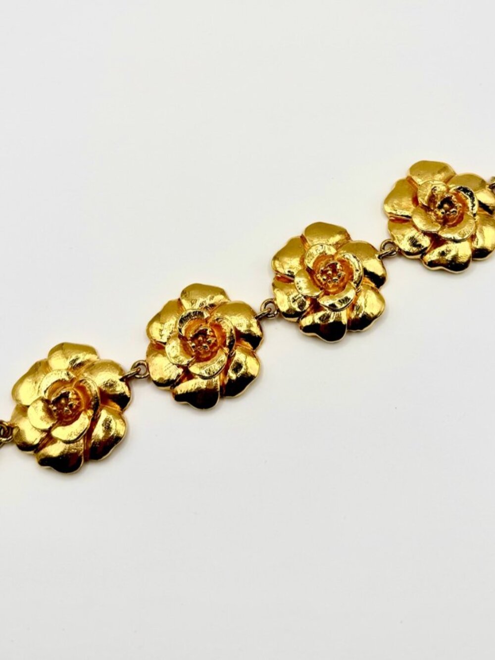 Vintage CHANEL 70's Camellia Flower Link Bracelet
